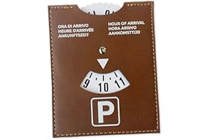 pubblimania Disco Hora Maxi Modelo Lujo para Uso Toda Europa - Aparcamiento Hora de Llegada. Piel sintética Suave Suave al Tacto, 10,5 x 13 cm (Disco horario Elegance)