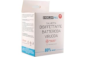 Salviette disinfettanti Everclean Pro® 80% di Alcool - 40 pack Battericida Virucida Presidio Medico Chirurgico - Mani, cute integra ed oggetti non porosi