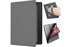 Etui ERUNTO na 7-calowy Kindle Oasis 2/3, etui z TPU z teksturą tkaniny i podwójnym paskiem na rękę z tyłu, etui magnetyczne z funkcją inteligentnego budzenia/uśpienia (Szary)