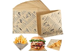 UPTVIN lebensmittel 200 Stück Burger Papier, Deli Papierblätter, Burger Tüten, Sandwich Papier, Sandwich Tüten, Snacktaschen, Pommes Papier für Sandwich, Burger, Snack, Pommes Frites (15 x 15.2 cm)