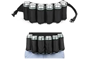 FunX Biergürtel Bierholster für 6 Bierflaschen oder Dosen - Verstellbarer Bierhalter für Festivals, JGA's, Parties, Karneval und Camping - 72-120 cm