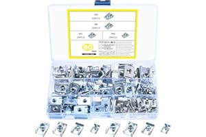 HMKESOTERIC 90 Pcs Tuercas de Clip Tornillos Coche, U Clips de Grapas Coche Paneles de Puerta, Clip de Sujeción Tipo U, Tuercas de Clip en U, Tuercas en U de Metal para Automóviles Guardabarros de Parachoques