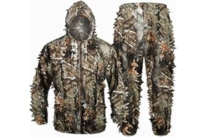 Tongcamo Kostium myśliwski Ghillie 3D, bioniczny kamuflaż, odzież do polowania na dżunglę, do fotografii dzikiej przyrody, obserwacji ptaków, Halloween, strzelania