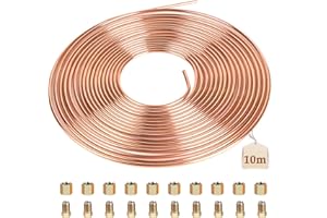 lalago Bremsleitungen, Bremsleitung aus Kupfer 10m Ø3/16 (4,75mm), mit 20 Muttern, Einbaufertige Kupferbremsleitung, Bremsleitung Bördelgerät, Auto Kupfer Bremsleitung General Bremskit für Automobile
