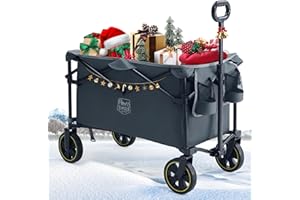 TIMBER RIDGE Carro Camping Plegable 200L con Portavasos Mango Ajustable Carro de Jardín para Todos los Terrenos Al Aire Libre Camping Compras Pesca Carga MAX 100kg