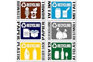 GamesMonkey® - Pegatinas Colección Separada Pequeño Reciclaje Desechos Desechos -DE - v1 - Impermeable lavable Funny Kids - Italiano Inglés - Cumple con la norma UNI 11686 (8,5 x 5,5 cm, 6 Piezas)