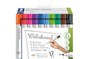 STAEDTLER 351 C10 Lumocolor marker do tablic suchościeralnych, końcówka punktowa 2,0 mm, szerokość linii – różne kolory (10 sztuk kart)