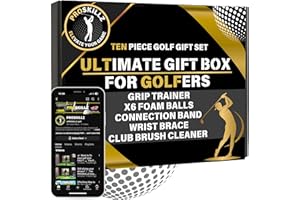 PROSKILLZ Golf Training Box Set + Free Tutorial Videos I Golf Grip Training Aid, Wrist Brace, Connection Band, Foam Practice Balls & Club Brush Cleaner I Golf Gifts for Men, Women & Juniors