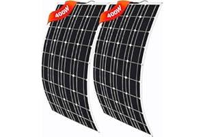 MLQUC Cargador de Salida de la Red de Paneles Solares Flexibles Monocristalinos Flexibles de 800W 2 * 400W 24V / 12V, con Controlador Solar 40A, Adecuado para la Superficie de Lasgonetas de Cabina Rv