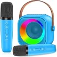 Karaoke Macchina per Adulti, 20 W, Altoparlante Bluetooth Portatile da 165 mm con 2 Microfoni Wireless, Luce LED, TWS, Maniglia, Supporta Scheda Micro TF, USB, AUX, per Feste a Casa | IT