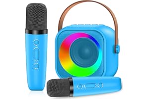 MICQUTR Macchina Karaoke con 2 Microfono, Karaoke Portatile Bambini con Altoparlante Bluetooth, Microfoni Wireless Giocattolo Elettronico per Cantare, Regalo Bambina per Party, Compleanni, Feste