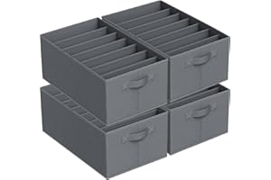 Niviy 4PCS Rangement Vetement Dressing Organisateur Tiroir Vetement avec 7 Compartiments pour Pantalons,T-Shirts Rangement sous Vêtement Pliable avec Poignée 44x30x20cm