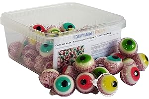 CAPTAIN PLAY Ojos consta de Golosinas, Núcleo líquido, ideal para Halloween y Candy Bar, Candy Box con 50 Piezas - Terribles Decoraciones de Terror de Halloween