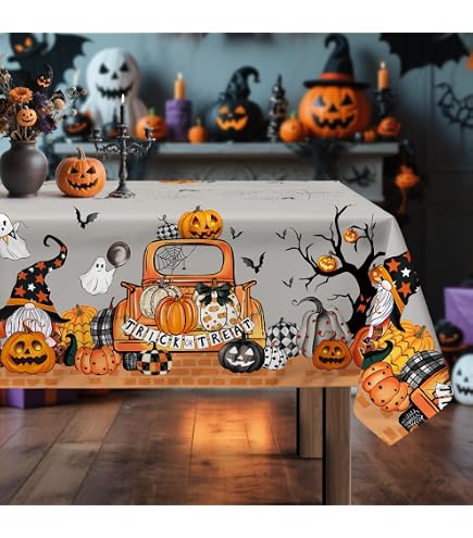 Arquiel Tovaglia Rettangolare Tacchino Giorno Del Ringraziamento, Tovaglia Antimacchia Zucca Impermeabile, Tovaglia Stampato Lavabile per Cucina Feste