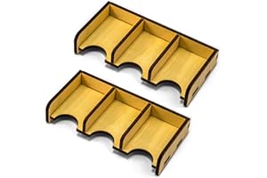 Waldfelsen® 2 Wooden Playing Card Holders with 3 Compartments, Natural, Rustic, Card Holder, Settlers, Brown