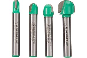 Marca Amazon - Denali Juego de brocas para fresadora, parte central cuadrada, Punta redonda, vástago, 4 piezas de 1/4" (63 mm)