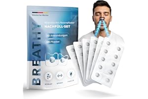 BREATHY Nasenpflaster Magnet Nachfüllpack (32 Stück) – Magnetische Anti-Schnarch Pflaster – Starker Kleber – Für freies Atmen, besseren Schlaf & mehr Fokus – Refill Pack