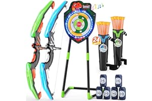 HYES Pfeil und Bogen Spielzeug für Kinder Bogenschießen Set mit Bogen, Saugnapf Pfeile, Stehend Bewegliches Ziel, Pfeilhalter, Score Ziele, Indoor Outdoor Spielzeug Geschenk für Jungen Mädchen