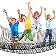 Woanger Climbing Cargo Net 6.5 x 9.8 ft Large Kids Backyard Climbing Net Double Layers Playground Safety Net with Storage Bag for Monkey Bar, Treehouse Accessories (Black)