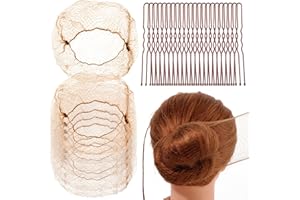 Giantree Lot de 20 filets à cheveux et épingles invisibles et 50 épingles en forme de U pour chignons, danseuses de ballet, travailleurs de la restauration (marron)