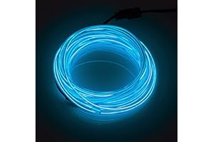 SZILBZ EL Wire,Neon Lights Noise Reduction Neon Glowing Strobing Electroluminescent Wire for Halloween, Parties, Blacklight Run,DIY Decoration (3 Meters-Blue)