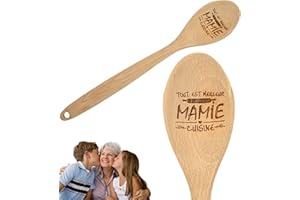ERNESTINE - Cuillère en bois Mamie cuisine personnalisée avec texte - cadeau mamie cuisine - cadeau anniversaire Noël fête des grands mères - ustensile bois naturel gravé - fête mamies spatule