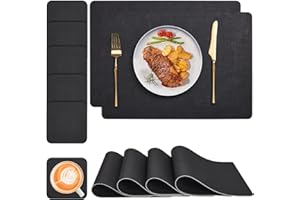 Myir JUN Tovagliette Americane lavabilie Sottobicchieri Set di 6, Tovaglietta Americana Bifacciale Antiscivolo Impermeabile Tovagliette Colazione Plastica Facile Pulire Tovagliette Americana