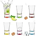 Juego De 6 Vasos De Chupito KADAX 28 Ml - Vidrio Con Base Gruesa, Multicolor, Para Vodka Y Licores