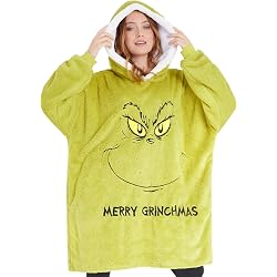 Pigiama Natalizio Grinch - Pantaloni Donna Taglie Forti, Verde A Righe, Con Stola, Comodo Per Casa E Feste