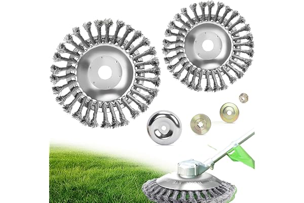 2 st Ersättningsgräsborste | Effektivt avlägsnande av ogräs och mossa, diameter 150 och 200 mm, hålstorlek 25,4 mm, inklusive monteringstillbehör