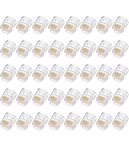 Connecteurs RJ11 Mâles 6P4C - 80 Pièces - Noyau Cuivre Plaqué Or - Pour Câbles Téléphone Jusqu'à 26AWG