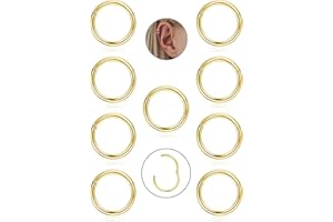 JeryWe 9 Pcs Acier Inoxydable 16g Cartilage Hoop Boucles d'oreilles pour Hommes Femmes Nez Hoop Anneau Helix Septum Conch Daith Lip Tragus Piercing Bijoux
