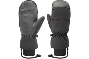 QKURT Ski Mittens, Winter Waterproof Snowboard Gloves, Anti Slip Thermal Snow Mittens, Touch Screen Warm Gloves for Men Women Cold Weather Skiing Hiking Cycling and Other Winter Outdoor Sport