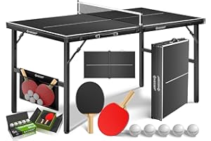 KESSER Mini table de ping-pong d'extérieur | Intérieur avec ensemble de raquettes de ping-pong, balles de tennis de table et filet TT – Résistant aux intempéries | Laminé | Pliable pour les