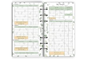 2022-2023 Papier rechargeable pour classeur à 6 trous, 6-3/4" x 3-3/4", Taille personnelle, 2 pièces par paquet pour livres budgétaires (Harphia, 007budget,a6)