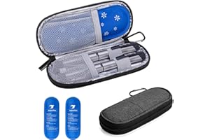 Yarwo Borsa Termica per Insulina e Medicinali, per Penne, Siringhe e Diabete Con 2 Impacchi di Ghiaccio, Grigio