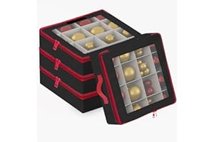 ‎VERONLY Weihnachtskugeln Aufbewahrungsbox mit Trennwände Weihnachtlicher Deko Box 4 Stück Faltbar Weihnachtsbaumschmuck Ball Organizer mit 2 Griffen Stapelbar (12.8x12.8x14inch,Schwarz)