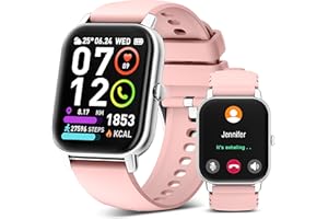 POOUNUR Reloj Inteligente Mujer con Llamada, 1,85" Smartwatch Mujer, Smartwatch con 112 Modos Deportivos, con Monitor de Ritmo Cardíaco y Sueño, 2 Correas, Impermeable IP68 Pulsera Actividad para iOS Android