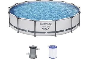Bestway Steel Pro MAX Frame Pool-Set mit Filterpumpe Ø 427 x 84 cm, lichtgrau, rund