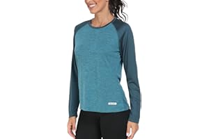 AjezMax T-Shirt de Course Femme à Manches Longues Tops UPF 50+ Entraînement Hauts Séchage Rapide pour extérieur, la randonnée, la Gymnase