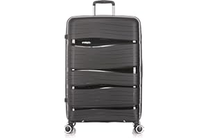 DK Luggage 24” Medium Hard Shell PP Suitcase 4 Wheel Spinner Luggage PP801 Black