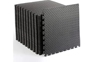 HH HOME HUT Soft Foam Exercise Floor Mats, Interlocking Puzzle EVA mat tiles For Gym, Garage, Home, Office, Workouts, Yoga, Kids Play, Weights and workout Studio - 60 x 60cm (36 Mats - 144 Sq Ft)