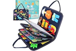 Withosent Busy Board per Bambini, 5 Strati Giochi Montessori, Pannello Sensoriale Montessori, Giochi Educativi 3 4 Anni con Fibbie, Cerniere, Lacci, Bottoni,