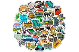 RGBEE Wasserfeste Aufkleber Sticker Set 50 Stücke, Vintage Reisen im Freien Etiketten Retro Vinyl Aufkleber für Laptop Koffer Helm Motorrad Skateboard Auto Fahrrad Computer VSCO Aesthetic Sticker