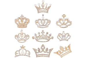 CHGCRAFT 9Pcs 9 Stili Spilla Corona Spille Strass Corona Spille Corona Lega Spille per Camicie Abiti Abito da Sposa Festa di Nozze Lunghezza da 0.94 Pollici A 1.41 Pollici, Oro Chiaro