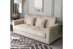 E-Solem Stilvolle Sofabezug aus Samt für Katzen Sofa Überzug 2 Sitzer rutschfest Maschinenwaschbar, Beige (90 x 120 cm) 1 Stück