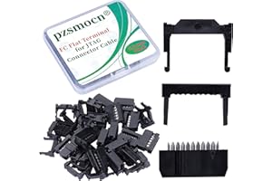 Pzsmocn 20 Sätze IDC 2 * 5 Zweireihig 10 Poliger Rechteckiger Buchsensteckverbinder FC Flache Weibliches Terminal 3 Teiliges Set 2,0 mm, 10 Poliger FC Adapter Flache Terminal für JTAG-Anschlusskabel.