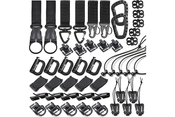 48 st taktisk Gear Clip Set Molle Webbing Attachments för Ryggsäck Väst Bä Nylon, d Ring Grimlocks Locking, Web Dominators, Elastic Strings och Molle Accessories