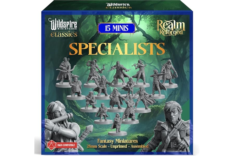 Specialists Class Set - Rangers, Rogues, Bards - Player-Characters, NPC for DND Miniatures Bulk I 28mm Dungeon Dragons D&D Miniatures I DND Minis D&D Figures I Pathfinder, Daggerheart, Realm Reforged