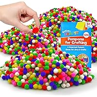 1250pcs Mini Pom Poms for Crafting | 8mm Assorted Colours Pompoms for Crafting | Green, White, Yellow, Pink, Green, & Red Pom